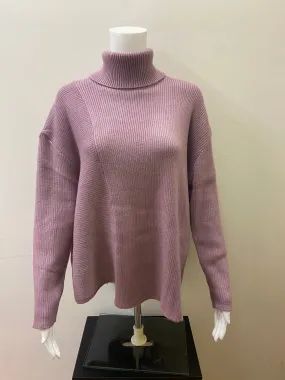 7212- Roll Neck Asymmetrical Jumper- Purple- Foil