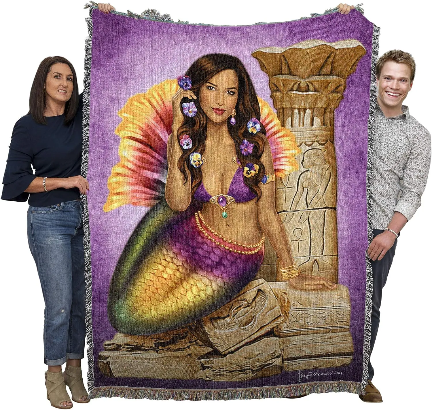 Ancient Ruins Mermaid Tapestry Blanket by Brigid Ashwood