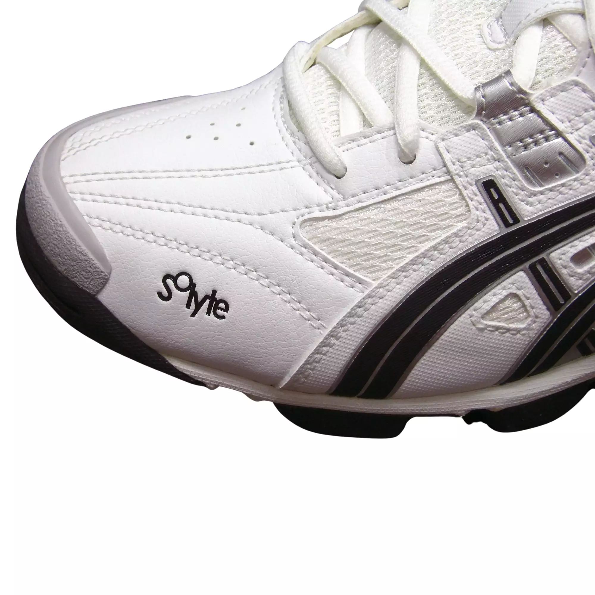 Asics Cricket Shoes, Model Gel V-Cut - White/Black/Silver