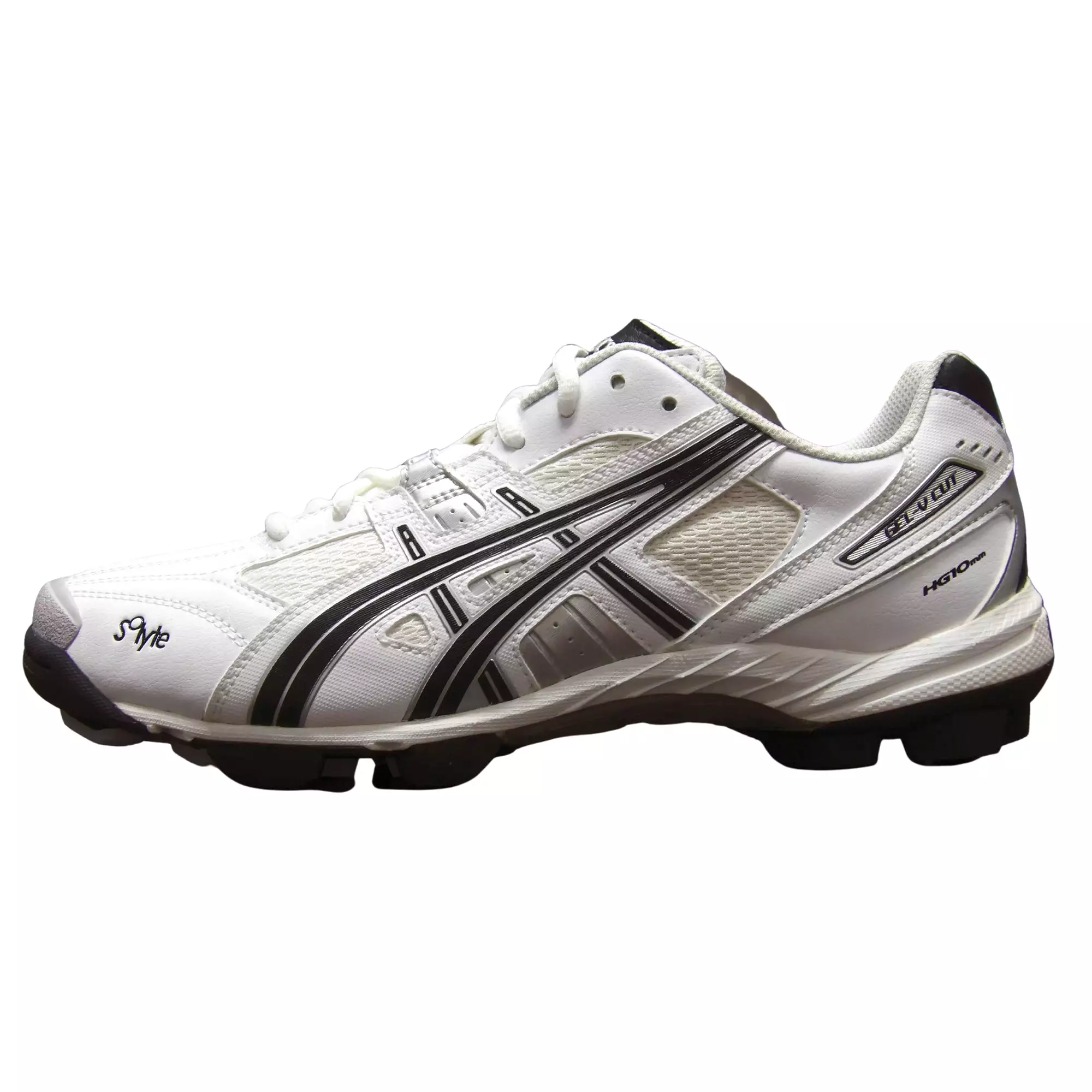 Asics Cricket Shoes, Model Gel V-Cut - White/Black/Silver