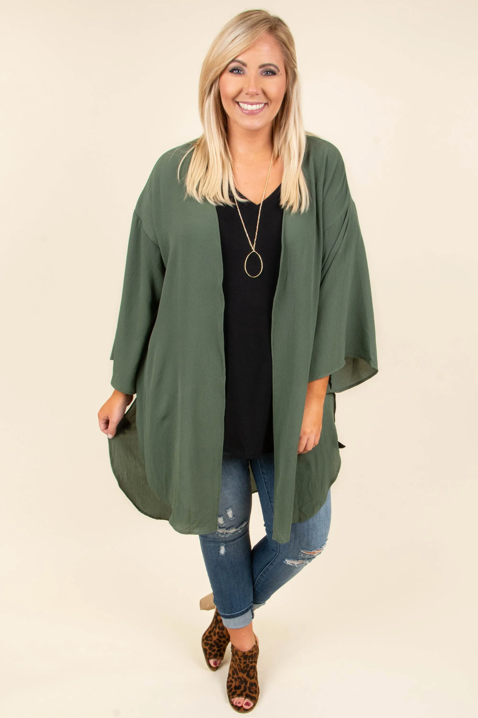 Fan Of Fun Kimono, Olive