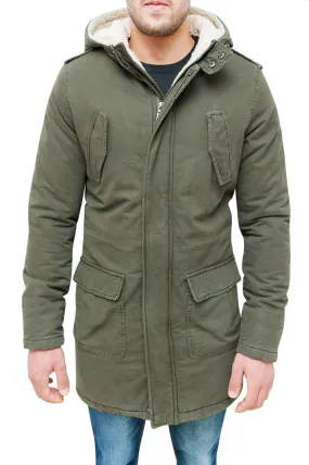 Giaccone Parka uomo eskimo invernale lungo trench giubbotto verde militare