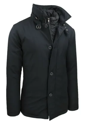 GIACCONE PIUMINO UOMO DIAMOND CASUAL ELEGANTE NERO TRENCH CON GILET INTERNO