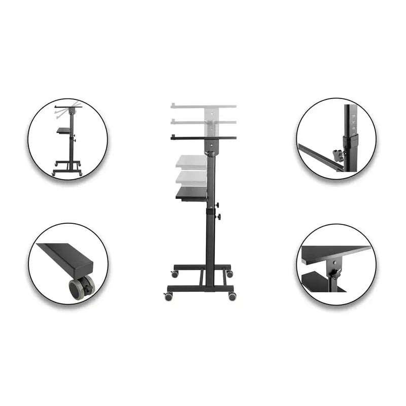 Height Adjustable Mobile Workstation With Tiltable Desktop Mount SH-WS-T01A