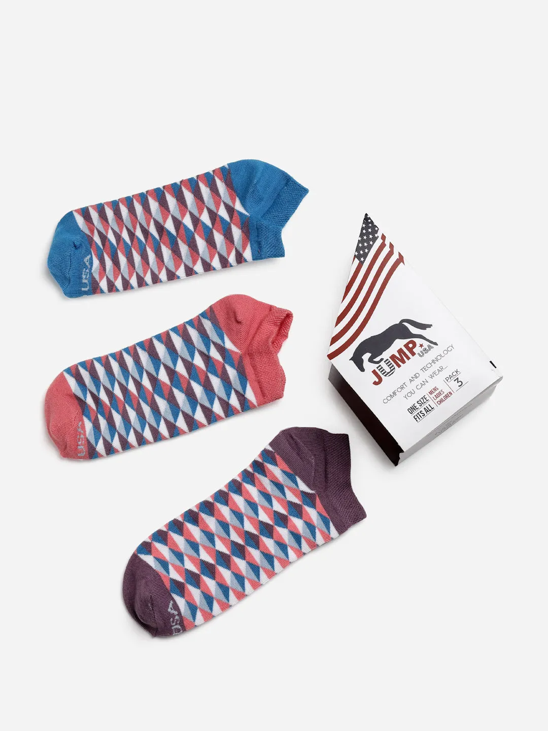 JUMP USA Women Pack of 3 Assorted Ankle Socks