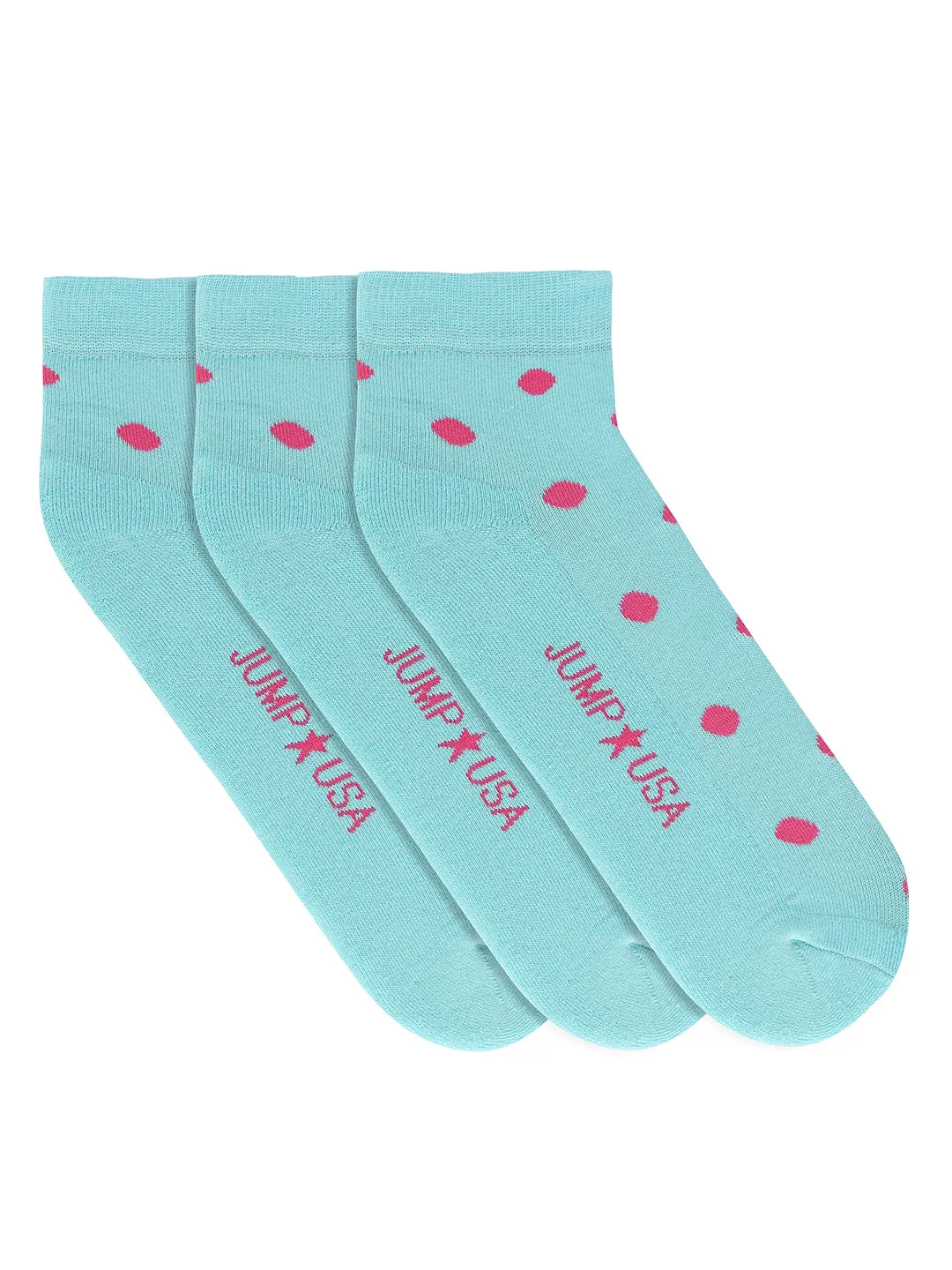 JUMP USA Women's Cotton Ankle Length Socks (Blue, Red, Free Size) Pack of 3