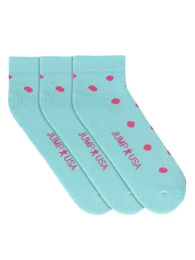 JUMP USA Women's Cotton Ankle Length Socks (Blue, Red, Free Size) Pack of 3