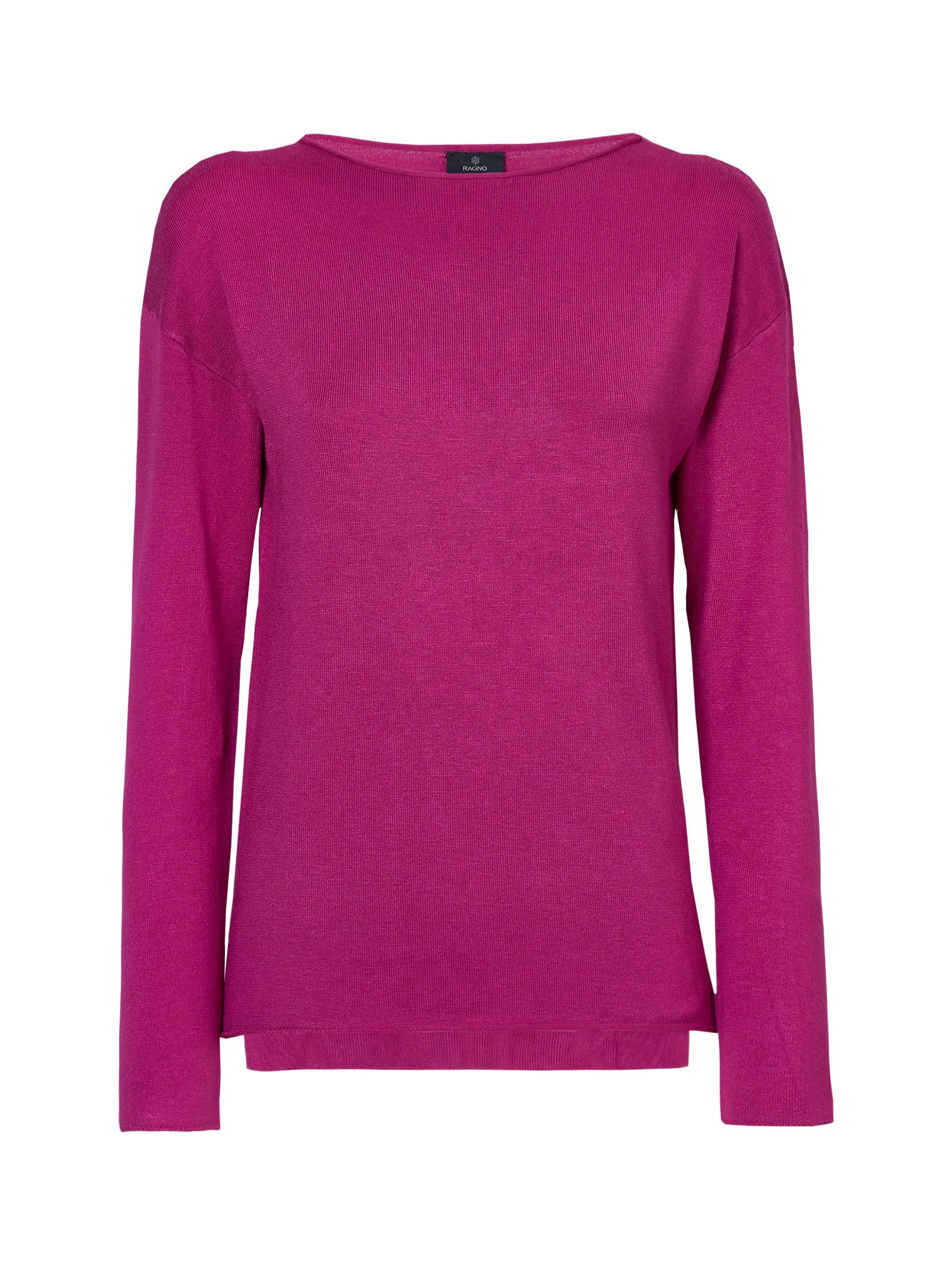 Maglia con scollo a barchetta in filato Winter Basic - Magenta