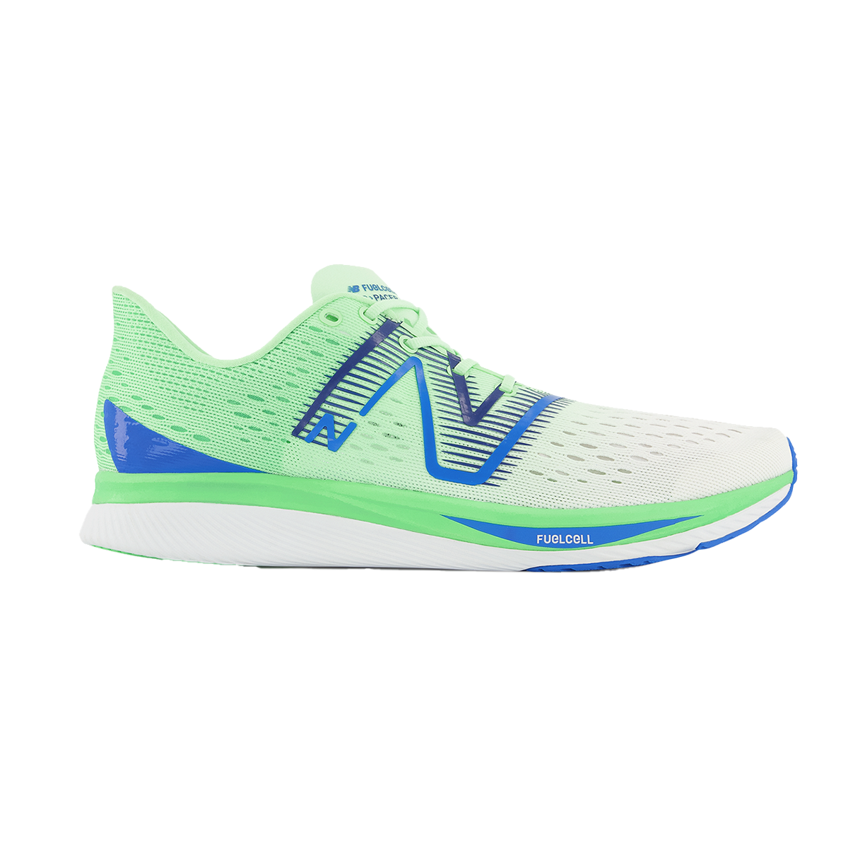 Men's New Balance FuelCell SuperComp Pacer, White/Vibrant Spring Glo, 12.5 D Medium