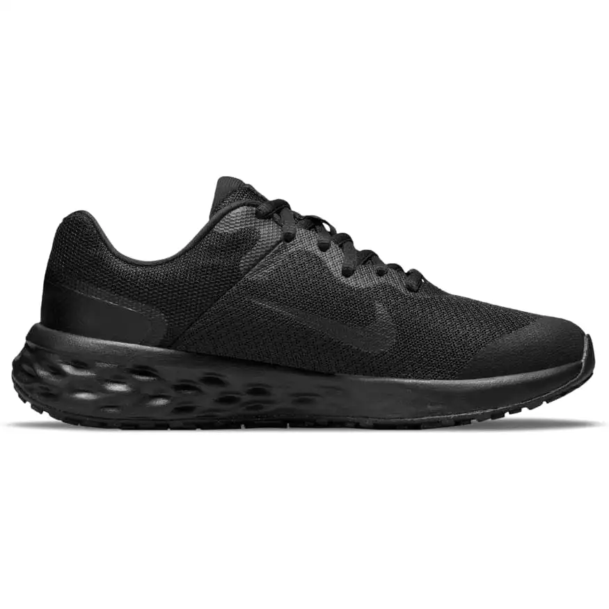 NIKE JUNIOR REVOLUTION 6 ROAD TRIPLE BLACK RUNNING SHOE