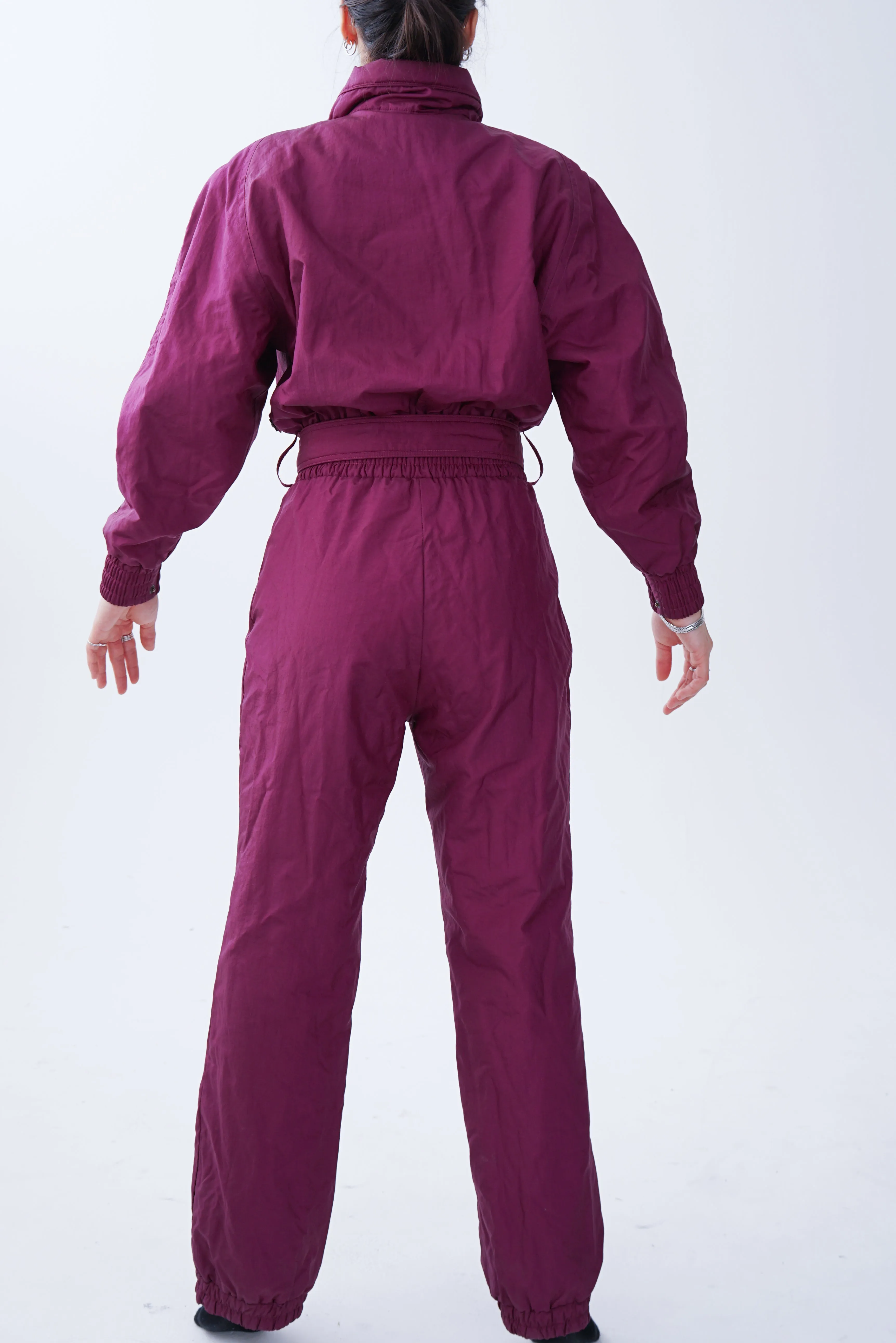 One piece vintage Fera Skiwear ski suit, snow suit mauve métallique pour femme taille 10