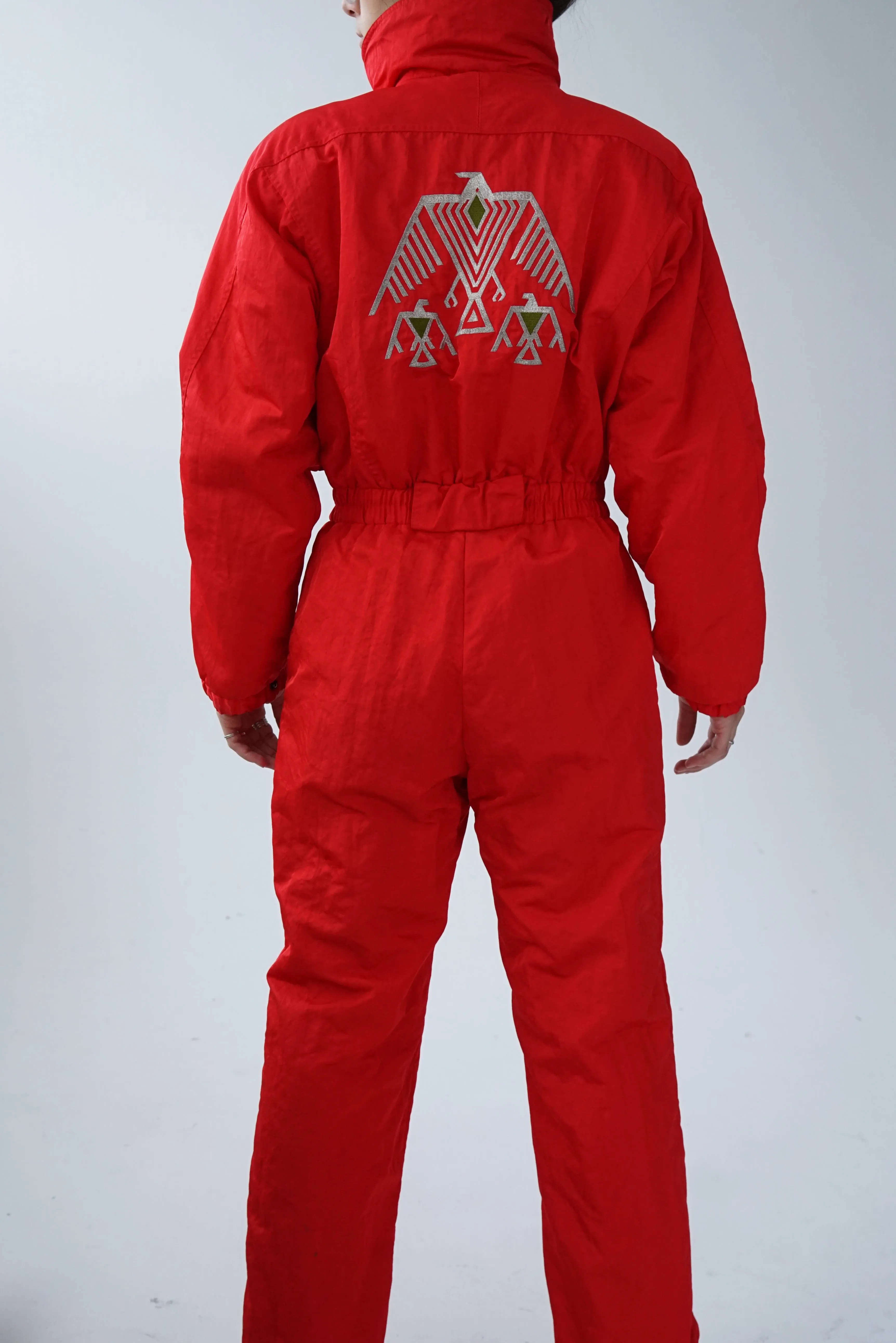 One piece vintage Fera Skiwear ski suit, snow suit rouge pour femme taille 14 (M)