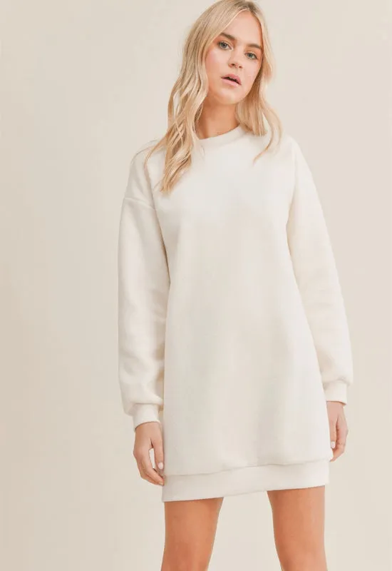 Sadie & Sage - Chilly Nights Crew Dress Ivory