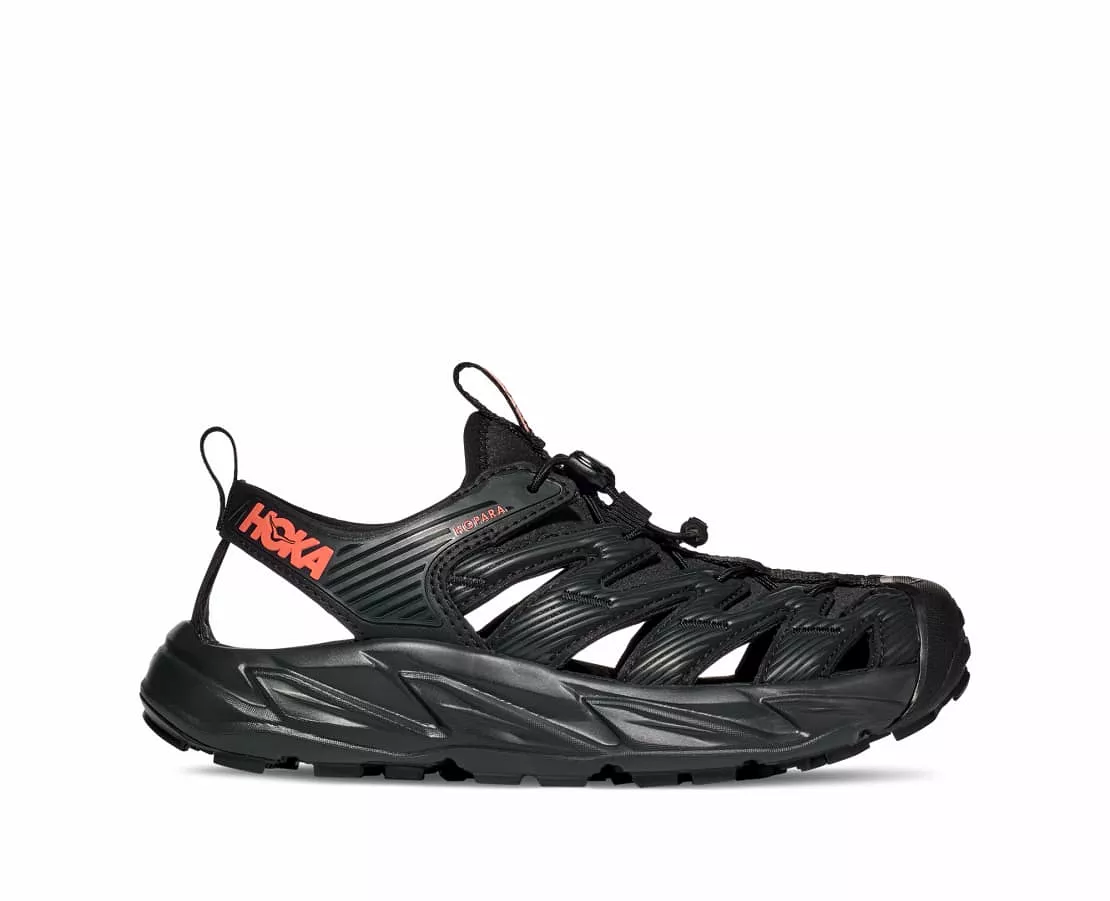 Women's Hoka One One Hopara, Black/Fusion Coral, 7 B Medium