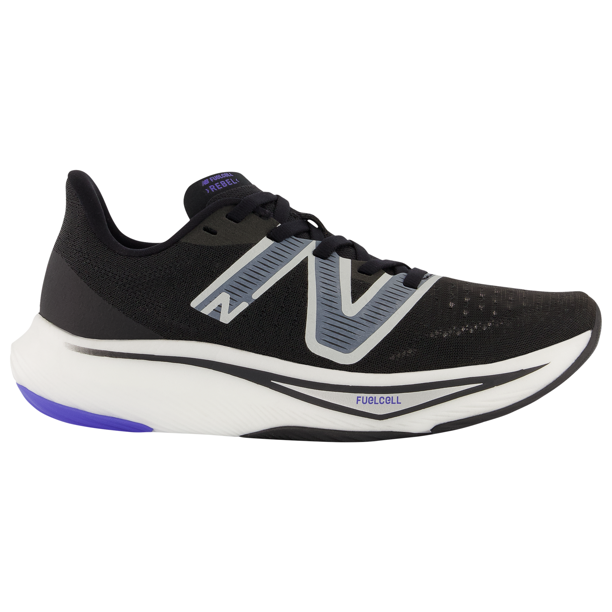 Women's New Balance FuelCell Rebel v3, Black/Aura/Vibrant Spring Glo, 6.5 B Medium